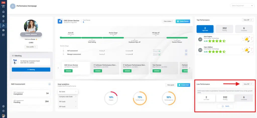 How can I view a report of low performers? Step 1