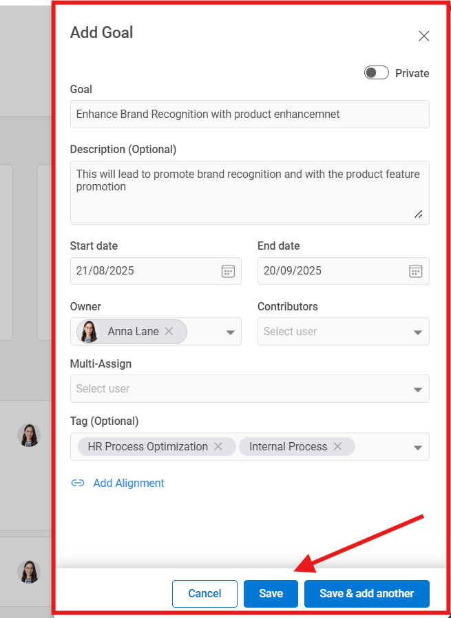 How can employees propose or suggest their own goals? Step 4