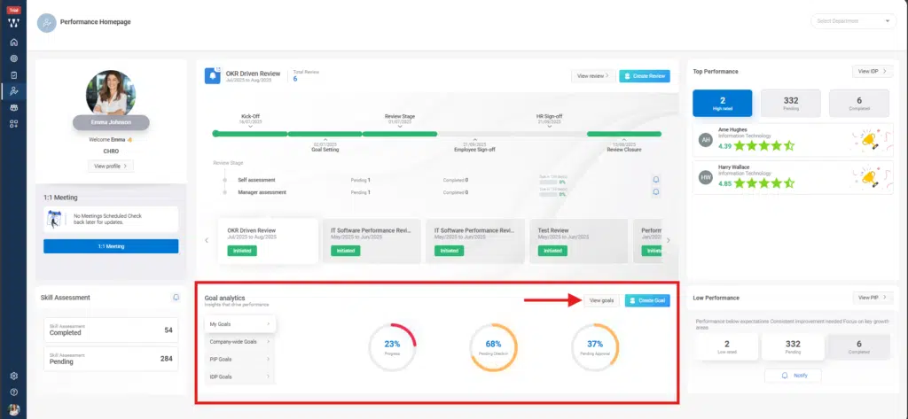 How do I define goals manually for my team members? Step 1