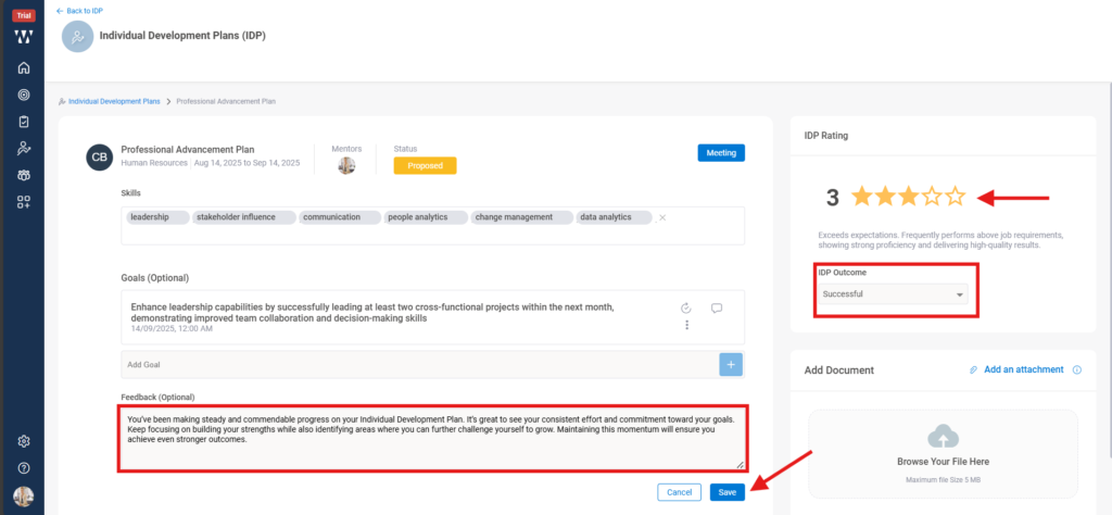 How do I track progress for an employee on IDP? Step 11