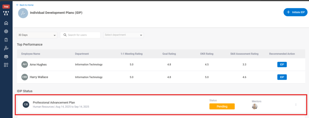 How do I track progress for an employee on IDP? Step 4