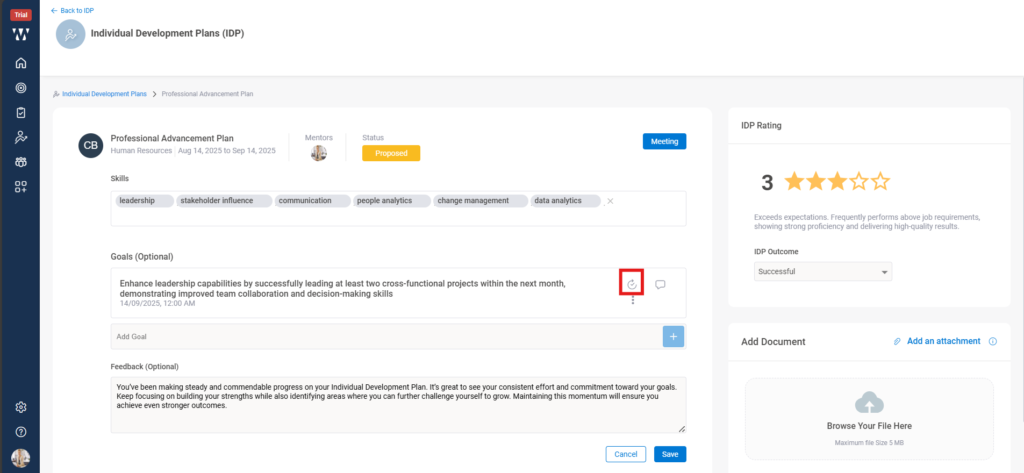 How do I track progress for an employee on IDP? Step 9