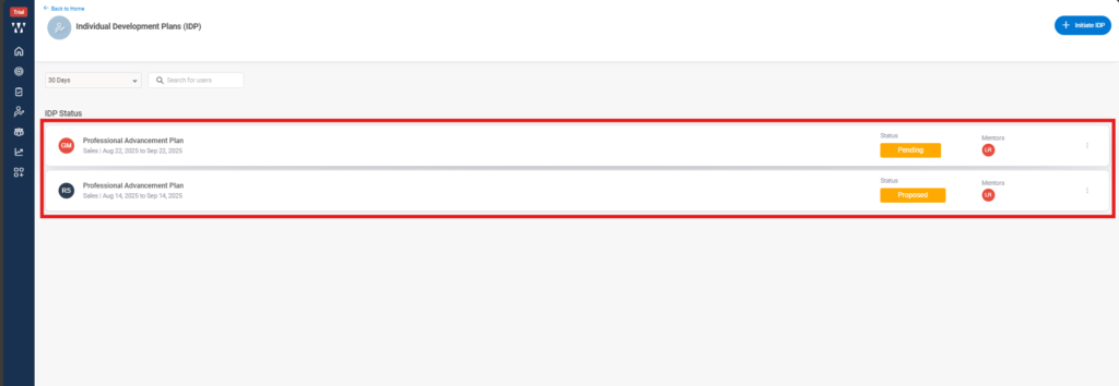 How do employees access their IDP-PIP details? Step 2
