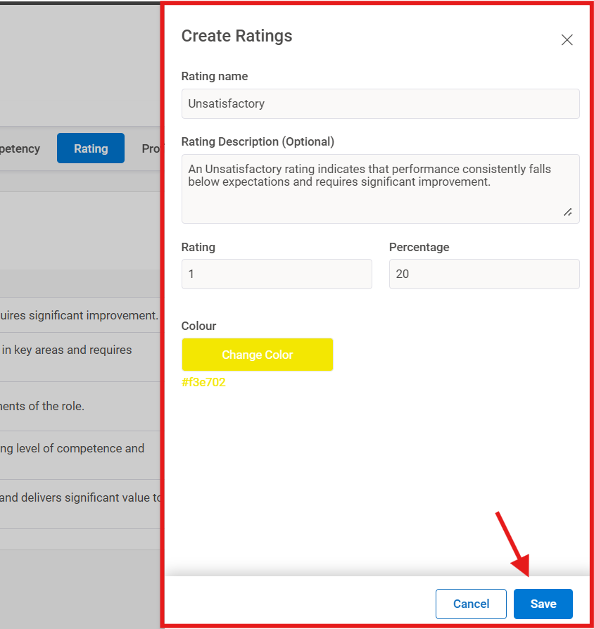 How do you configure performance rating scales? Step 3