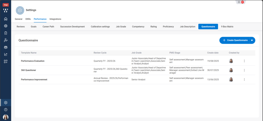 How do you create and edit Q&A sets for performance reviews? Step 10