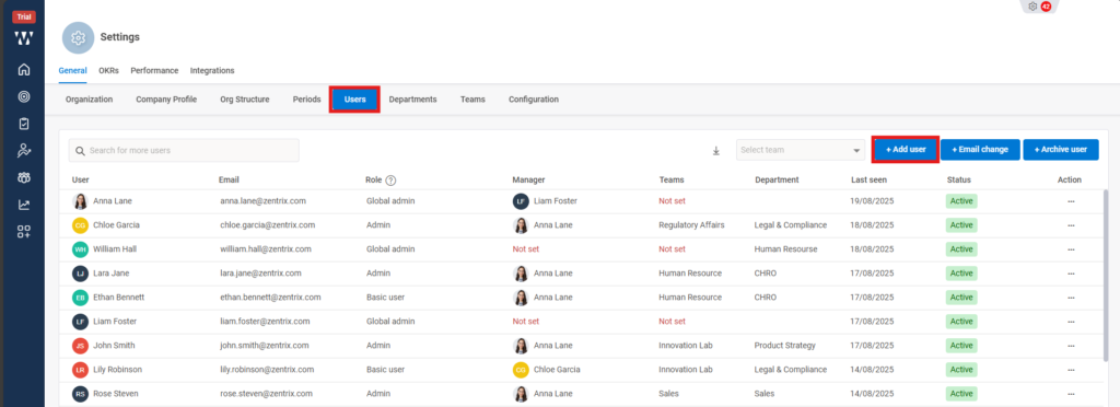 How do you manage access for different admin roles (e.g., super admin, HRBP)? Step 2