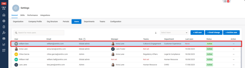 How do you manage access for different admin roles (e.g., super admin, HRBP)? Step 5