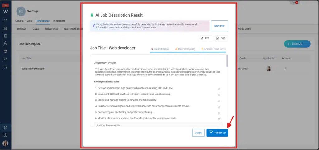 How do you use AI to generate job descriptions? Step 5