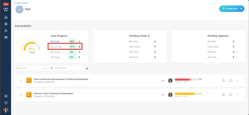How to Manager can comment on an employee’s specific goal? Step 2