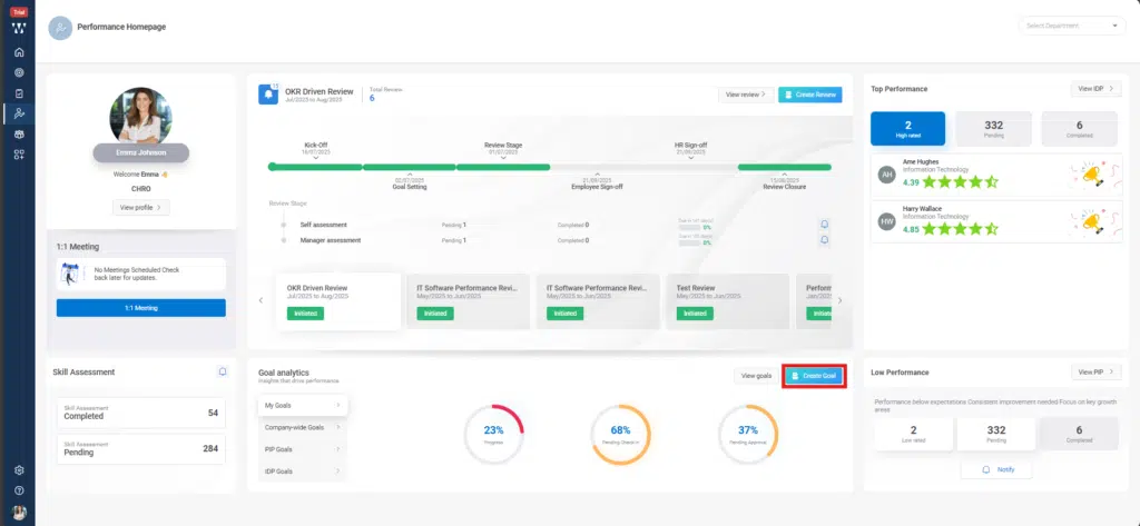 How to bulk assign goals to multiple employees? Step 1