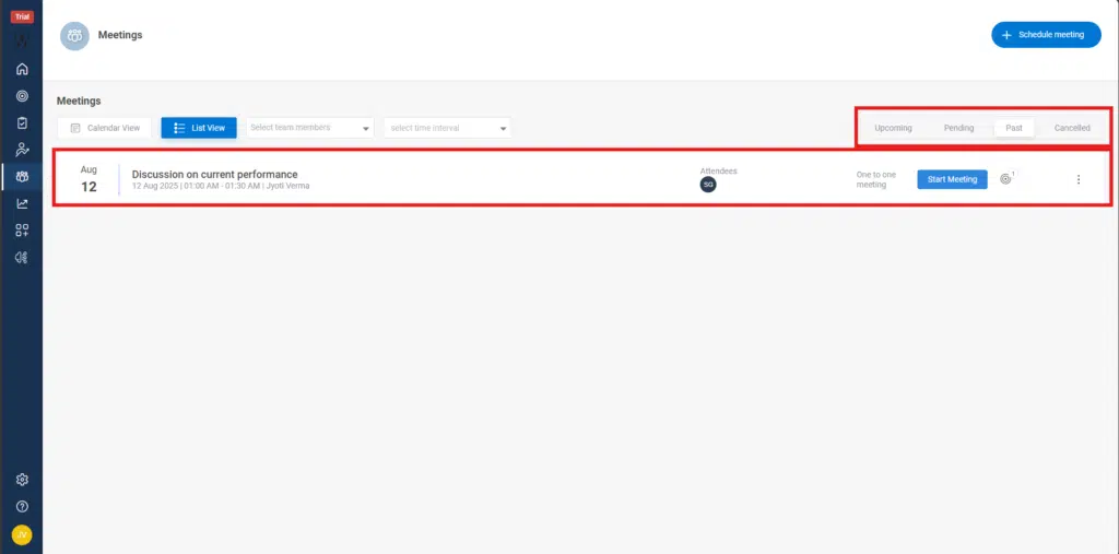 How to conduct a one-on-one performance review through Meeting? Step 5b