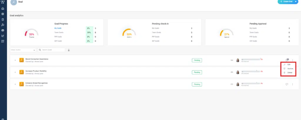 How to duplicate a goal for another employee or team? Step 2