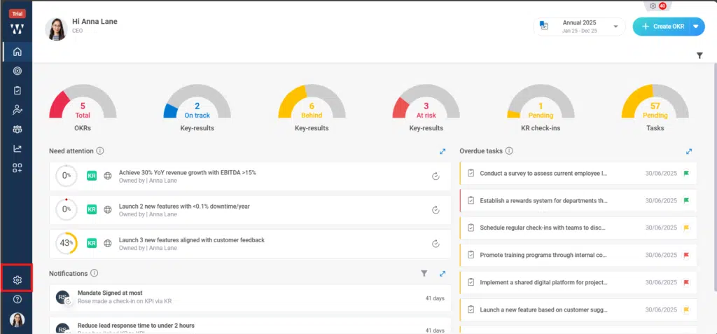 What options exist for customizing the review cycle? Step 1