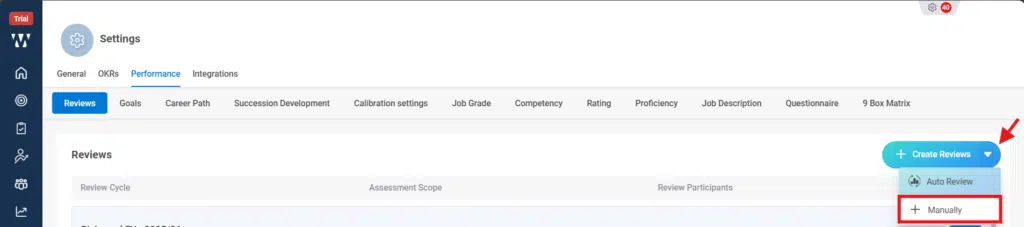 What options exist for customizing the review cycle? Step 2