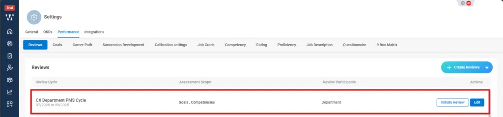 What options exist for customizing the review cycle? Step 7