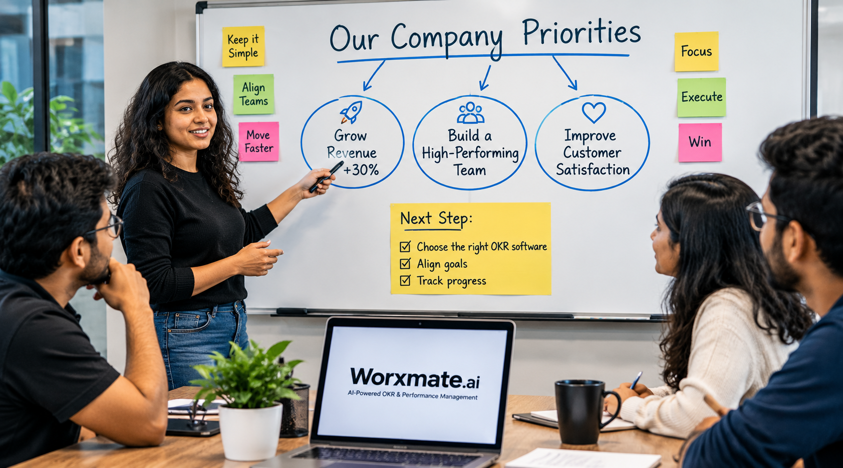 Founder defining top company priorities before selecting OKR software for a small team