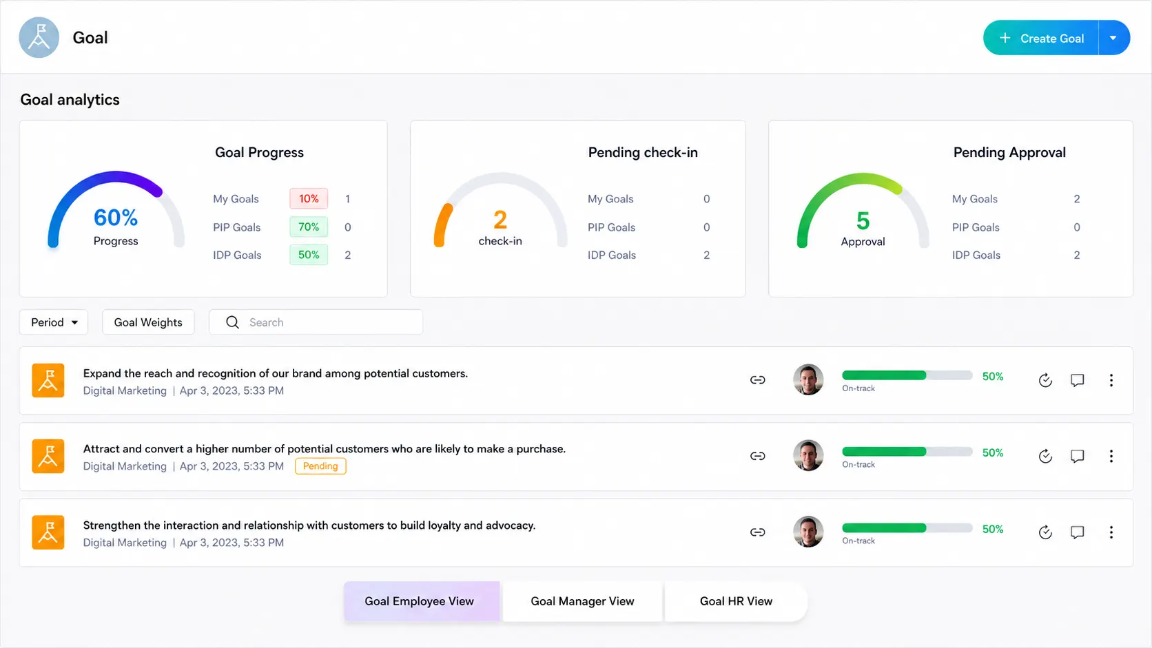 Worxmate Goal Creation View