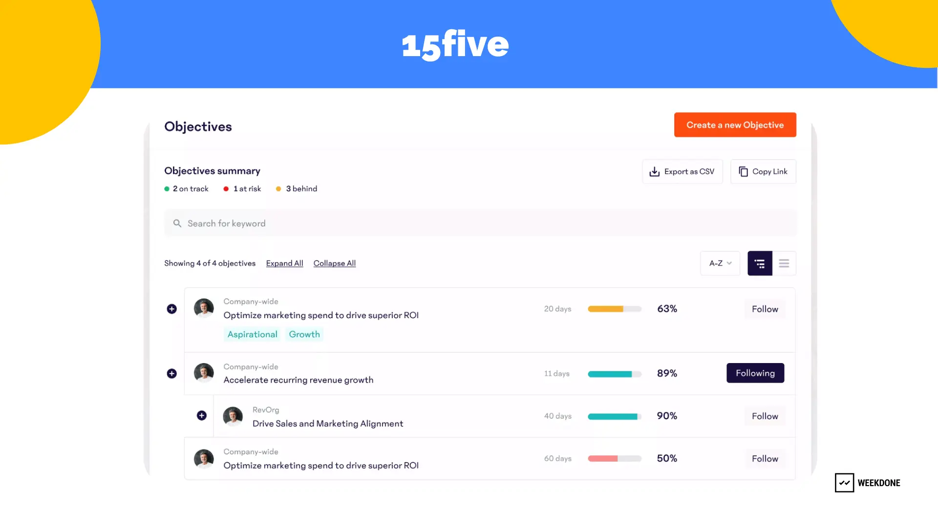 15five OKR Software