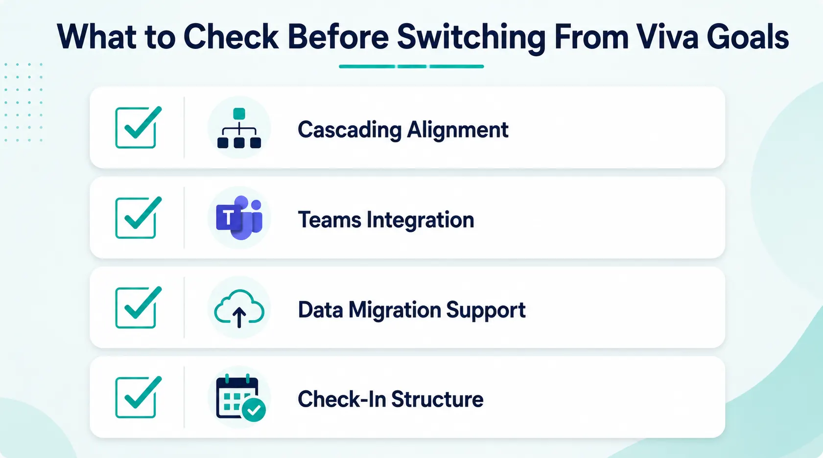 Checklist Before Switching From Viva Goal